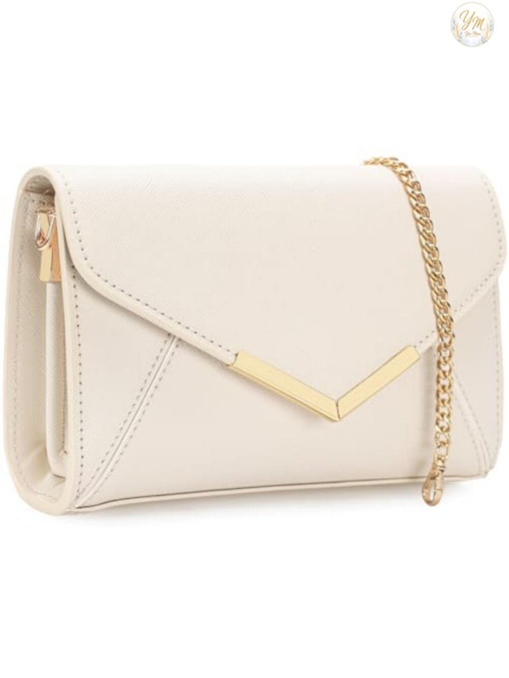 Faux Saffiano Leather Envelope Clutch Evening Bag Foldover Dressy Purse